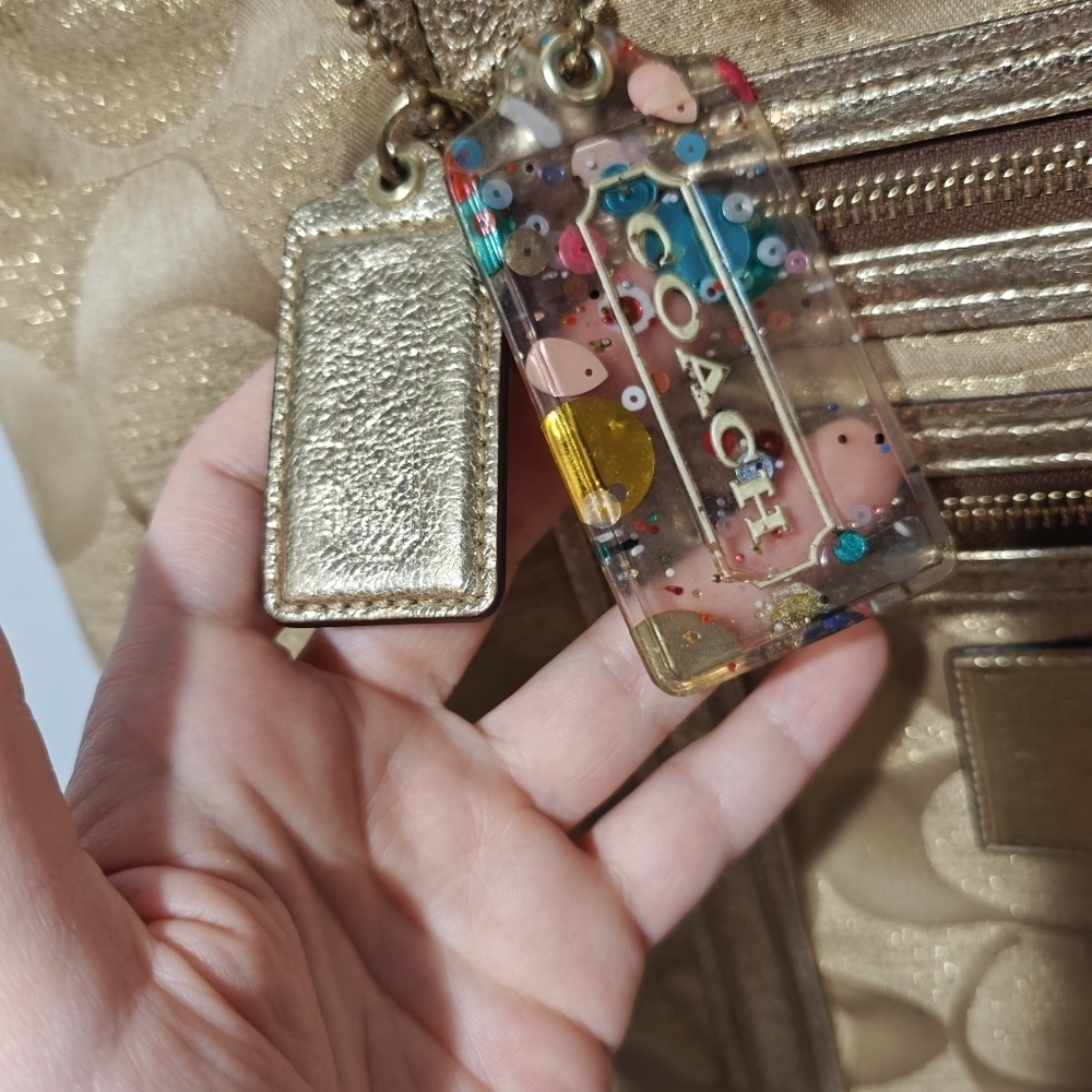 Vintage Y2K Coach Poppy Purse Tag Attached Tote Gold Signature Monogram Logo - Picture 6 of 16